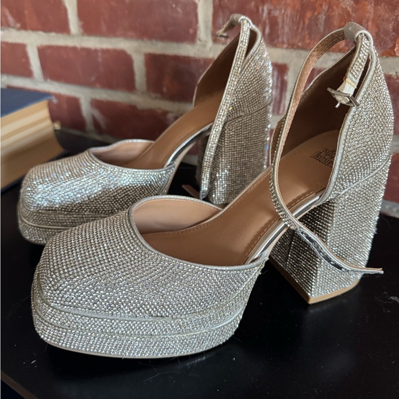 Wild Fable Silver Rhinestone Platform Heels - Picture 2 of 5